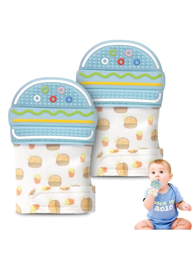 LOKIPA Teether Mits for Baby, 2 Pack Teething Mittens for Babies, Baby Teething Gloves, Food Grade Silicone Teether Glove, Infant Soothing Pain Relief Mitt Baby Teether Mits for Baby, Safe (BPA Free) - Image 1