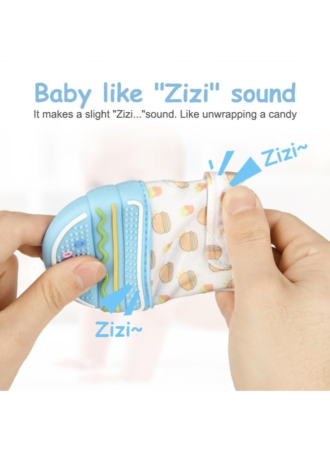 LOKIPA Teether Mits for Baby, 2 Pack Teething Mittens for Babies, Baby Teething Gloves, Food Grade Silicone Teether Glove, Infant Soothing Pain Relief Mitt Baby Teether Mits for Baby, Safe (BPA Free) - Image 4