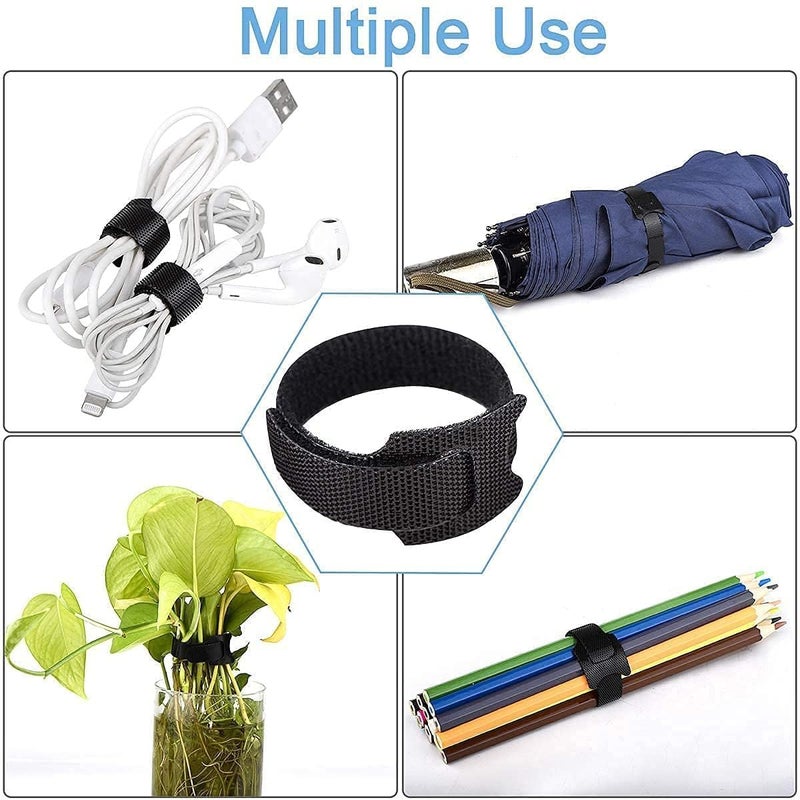 SNAPCOM SNAPCOM Wire Holder Belt Cable Ties Reusable Premium 6Inch Adjustable Cord Ties Microfiber Cloth Cable Management Straps Hook Loop Cord Organizer Wire Ties Reusable for home gaming room50 pcs  - Image 3