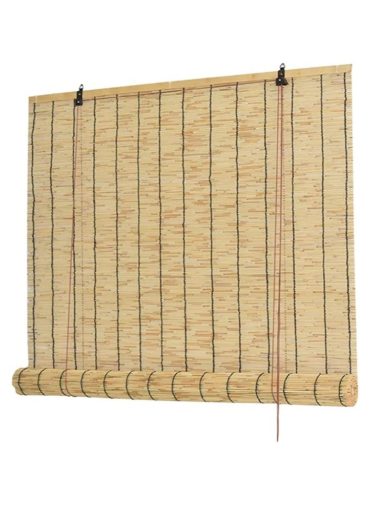 لينجوي ستارة من الخيزران مع ملحقات دوارة، ستارة نافذة قابلة للطي من الخيزران، شاشة للخصوصية، لون بيج، 200×100 سم - Image 5