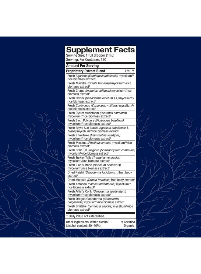 Host Defense MyCommunity Extract - 17 Species Blend Mushroom Supplement for Immune Support - Extract with Lion's Mane, Reishi. Chaga, Cordyceps, Turkey Tail & More - 4 fl oz (120 Servings)* - Image 2