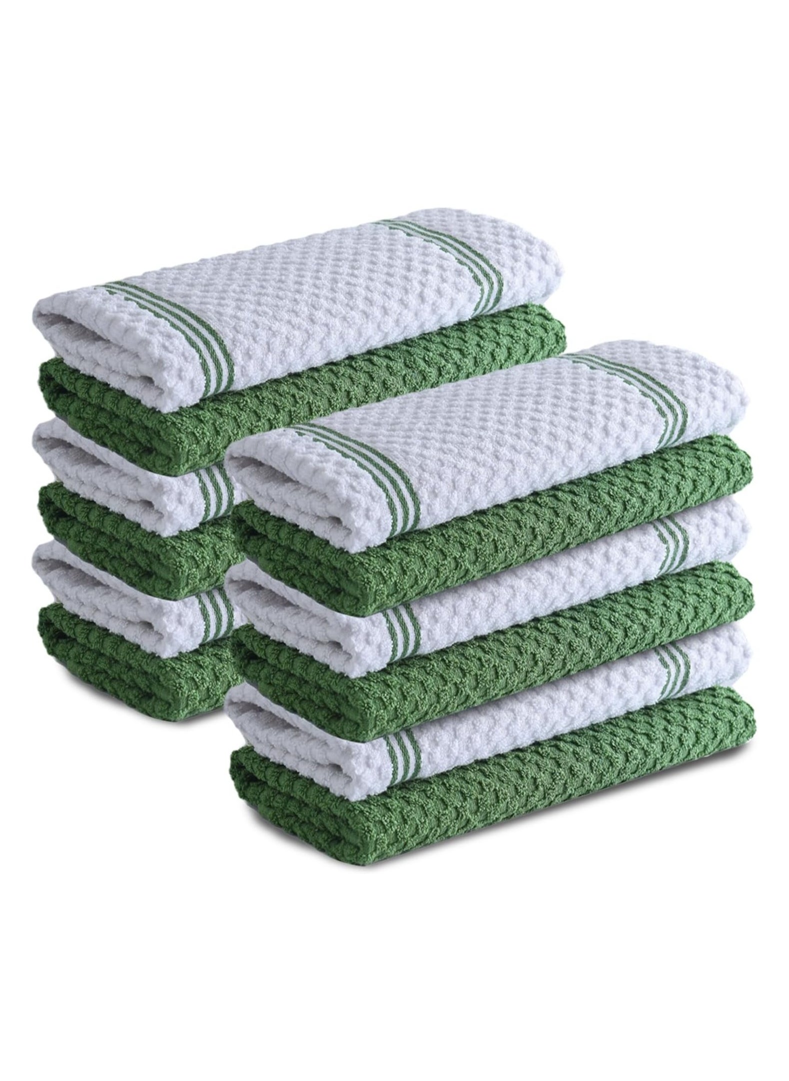 Infinitee Xclusives Infinitee Xclusives Premium Kitchen Towels - Green [Pack of 12] 100% Cotton Kitchen Hand Towels 15 x 25 Inches - Dish Towels for Kitchen 