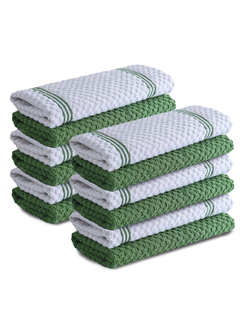 Infinitee Xclusives Infinitee Xclusives Premium Kitchen Towels - Green [Pack of 12] 100% Cotton Kitchen Hand Towels 15 x 25 Inches - Dish Towels for Kitchen  - Image 1