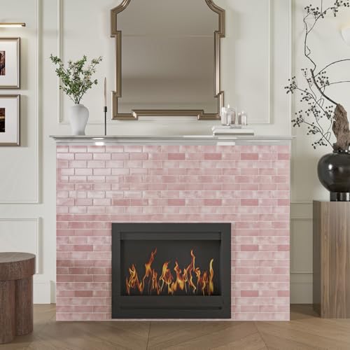 CHIHUT 12''x12'' Vinyl Backsplash Tile for Kitchen Peel and Stick Adhesive Wall Tiles Stick on Backsplash Tiles for Bathroom Waterproof 3D Pink Subway Tiles for Laundry Room Stairs Sink 6 Sheets - Image 5