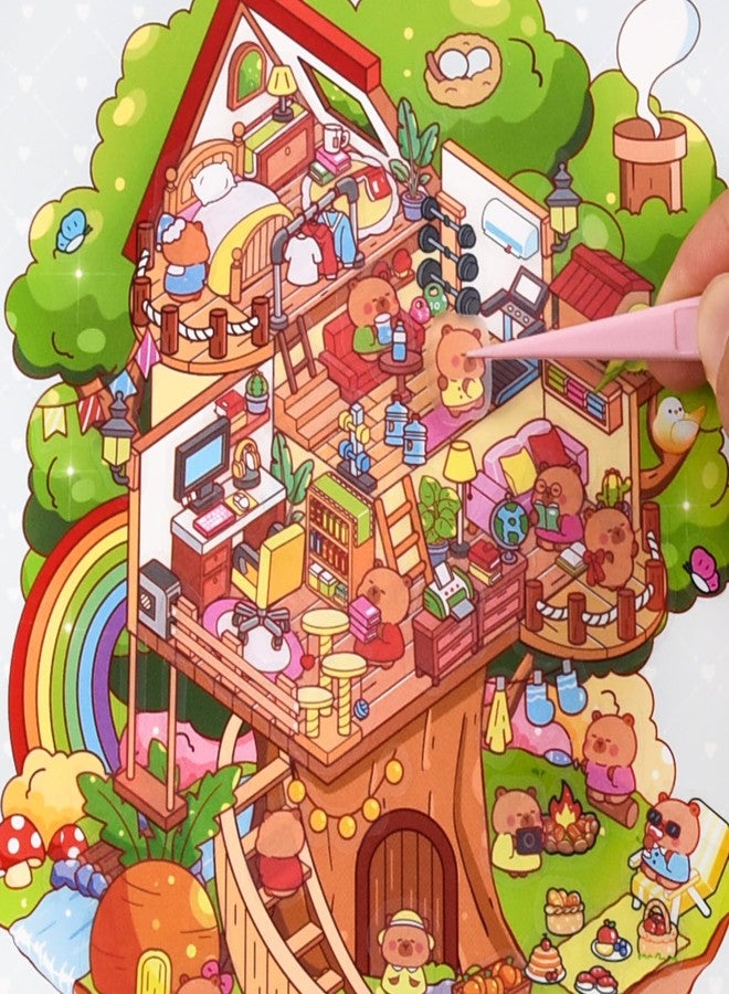 DAPUTOU 20 Sets 3D Sticker Scene Collection Book DIY 3D House Stickers Make Your Own Sticker Therapy for Cartoon Stickers Scenes for Relief Stress Pass The Time - Image 5