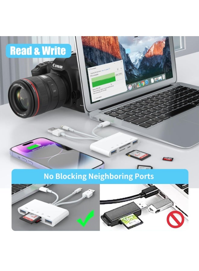 Arabest 5-in-1 Memory Card Reader, USB OTG Adapter & SD Card Reader for i-Phone/i-Pad, USB C and USB A Devices with Micro SD & SD Card Slots, Supports SD/Micro SD/SDHC/SDXC/MMC - Image 4