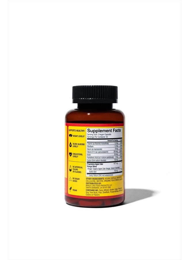 Bragg Apple Cider Vinegar True Energy Capsules – 6 B Vitamins – Caffeine Free - 750mg of Acetic Acid – Weight Management - Non-GMO, Vegan, Gluten Free, No Sugar - (90 Pills)… (2) - Image 3
