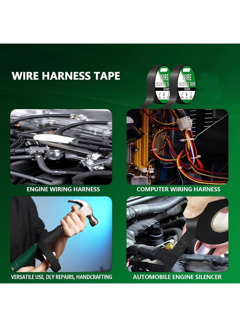 Luckam 2 Rolls Wire Harness Tape, Self-Adhesive Fabric Tapes, High Temp Electrical Tape for Engine Harness Wrap, Noise Damping, and Insulation Protection, Automotive (50 Feet) - Image 3