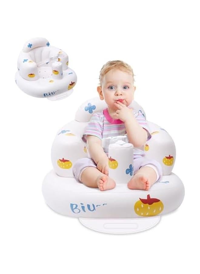 HOOKOR Baby Inflatable Seat with Suction Cups for Babies 3 Months & Up, Baby Floor Seats for Sitting Up with Built in Air Pump, Blow Up Baby Chair for Infants (Pumpkin) - Image 1