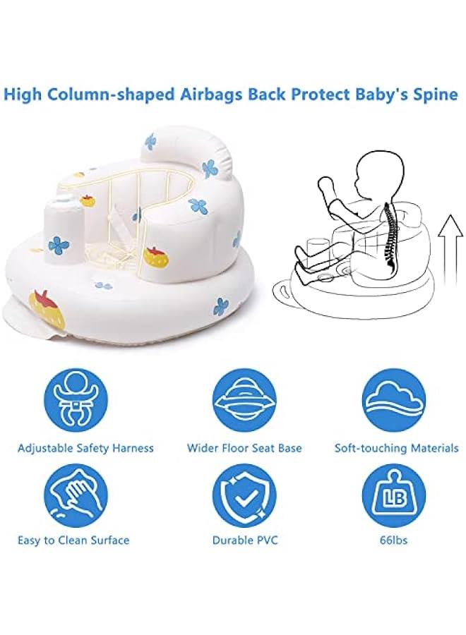HOOKOR Baby Inflatable Seat with Suction Cups for Babies 3 Months & Up, Baby Floor Seats for Sitting Up with Built in Air Pump, Blow Up Baby Chair for Infants (Pumpkin) - Image 4