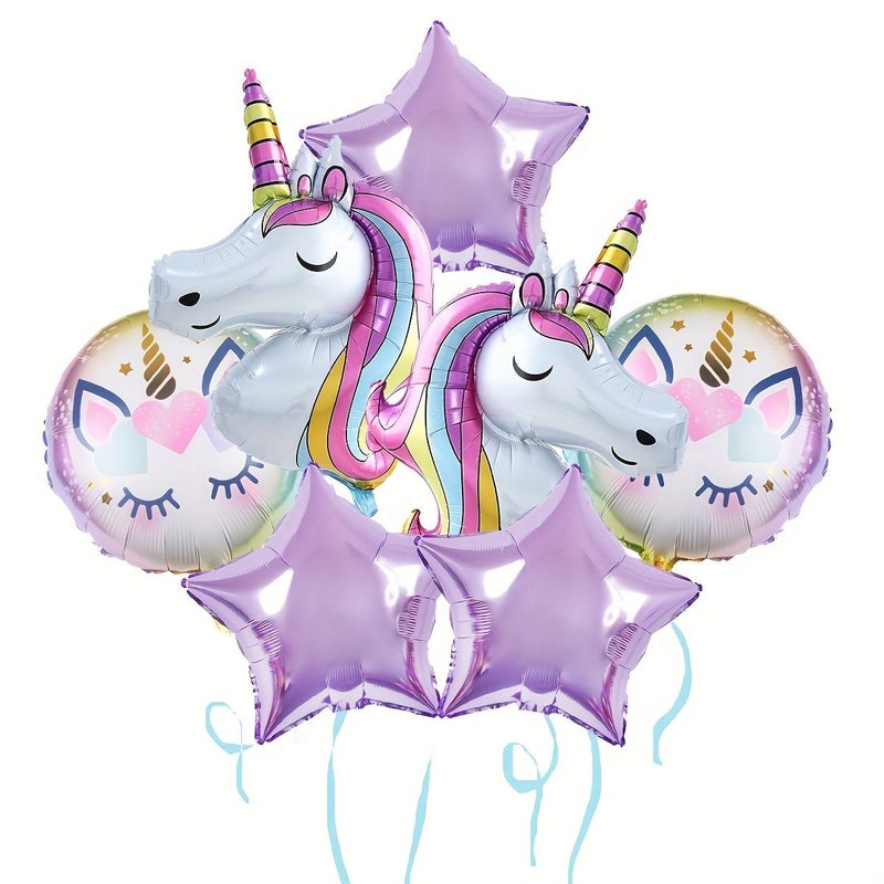 Unicorn Purple Star Aluminum Foil Balloon Set For Birthday Party Backdrop Decoration Photo Props - Image 4