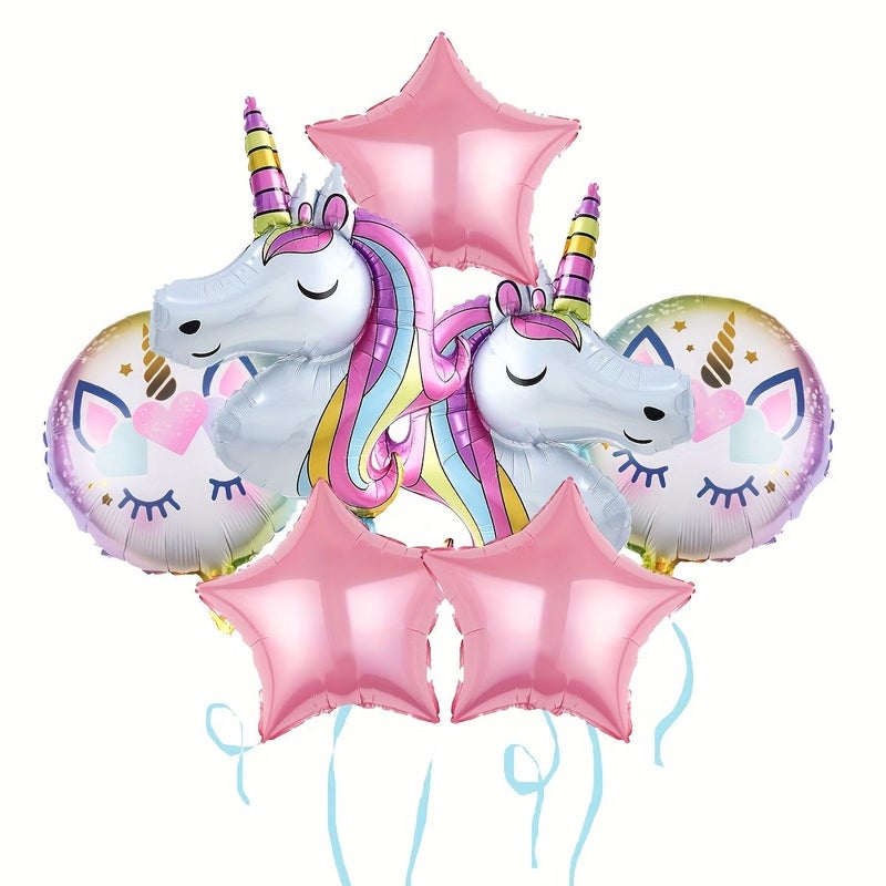 Unicorn Purple Star Aluminum Foil Balloon Set For Birthday Party Backdrop Decoration Photo Props - Image 5