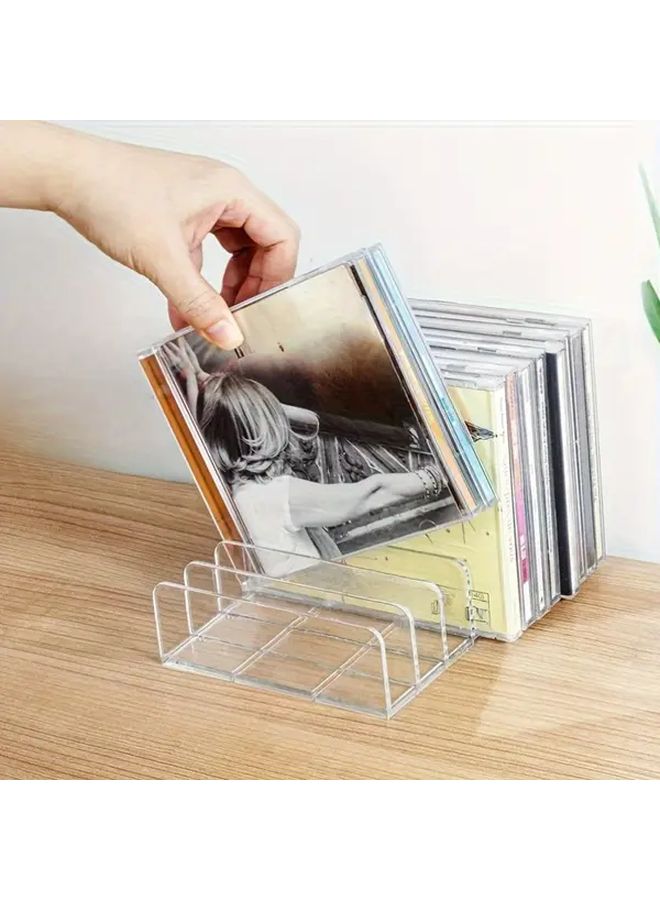 1pc Transparent DVD CD Organizer Space Saving Storage Stand Home Office Gift - Image 2