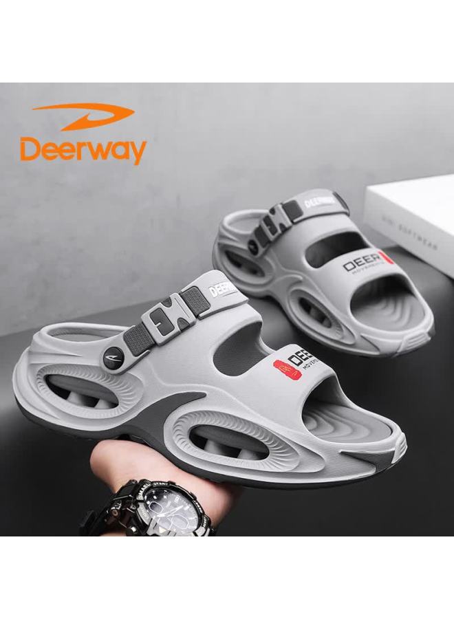 Deerway Men's Sandals, Summer  Home Slippers, Thick-soled Hole Shoes, Versatile Fashionable Beach Shoes, Gray, Size 42/43 - Image 3