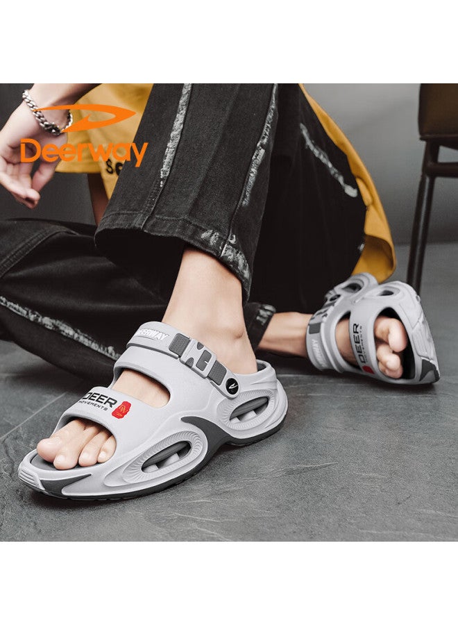 Deerway Men's Sandals, Summer  Home Slippers, Thick-soled Hole Shoes, Versatile Fashionable Beach Shoes, Gray, Size 42/43 - Image 4