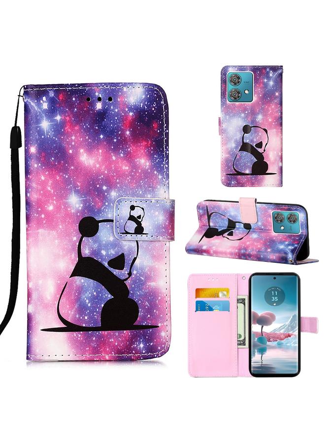 اس-توب جراب لهاتف موتورولا إيدج 40 نيو، مصنوع من الجلد المنسوج البسيط بنمط رسم ملون - Image 1