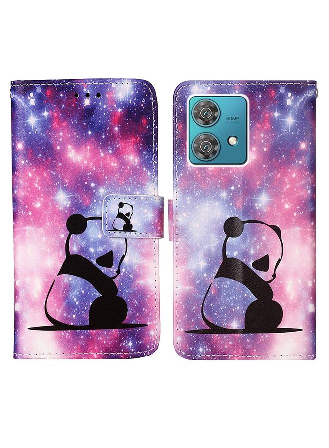 اس-توب جراب لهاتف موتورولا إيدج 40 نيو، مصنوع من الجلد المنسوج البسيط بنمط رسم ملون - Image 3