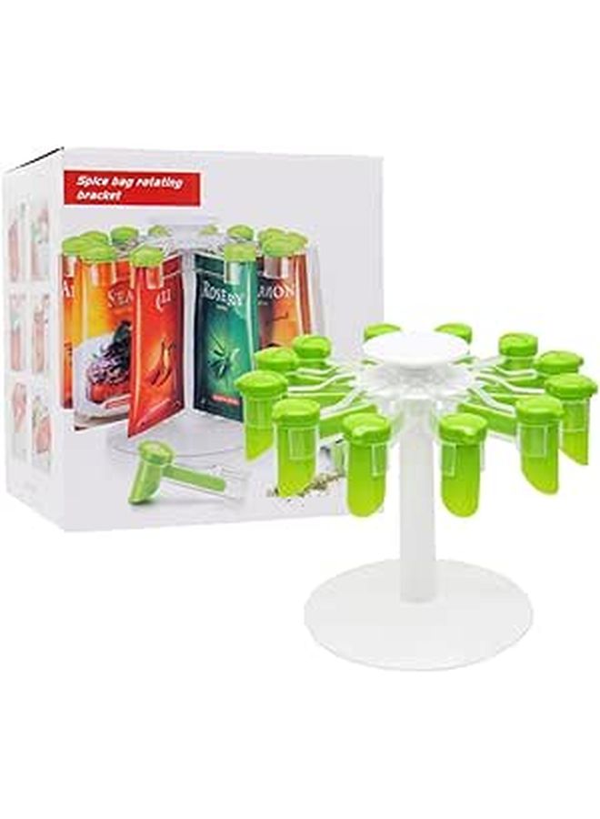 Amosfun Spice Rack Organizer Rotating with Sealing Clips Kitchen Storage - Image 1