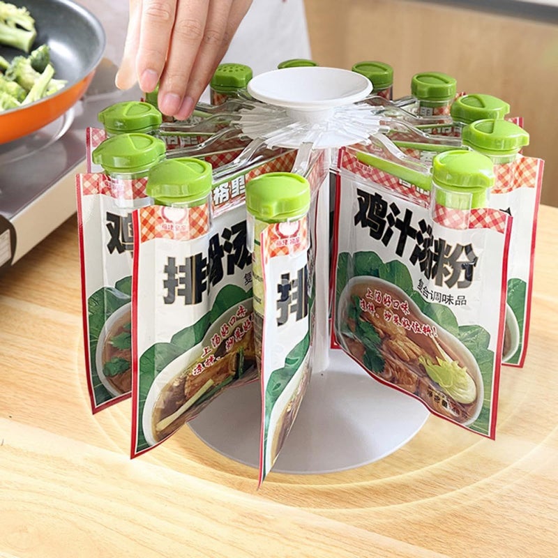 Amosfun Spice Rack Organizer Rotating with Sealing Clips Kitchen Storage - Image 5