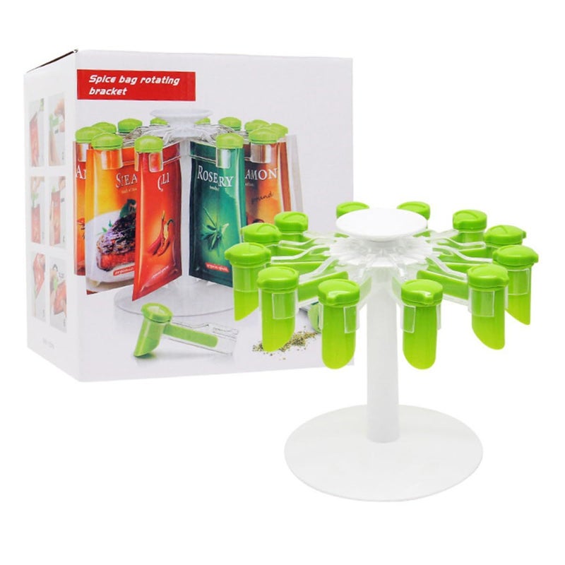 Amosfun Spice Rack Organizer Rotating with Sealing Clips Kitchen Storage - Image 2