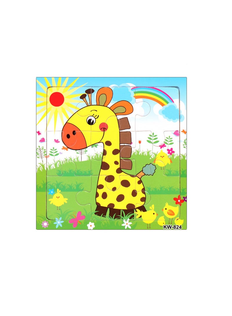 الأطفال التعليمية خشبية الكرتون الزرافة بانوراما الألغاز هدية مناسبة 14.8 سنتيمتر * 14.8 سنتيمتر حقيبة حزمة