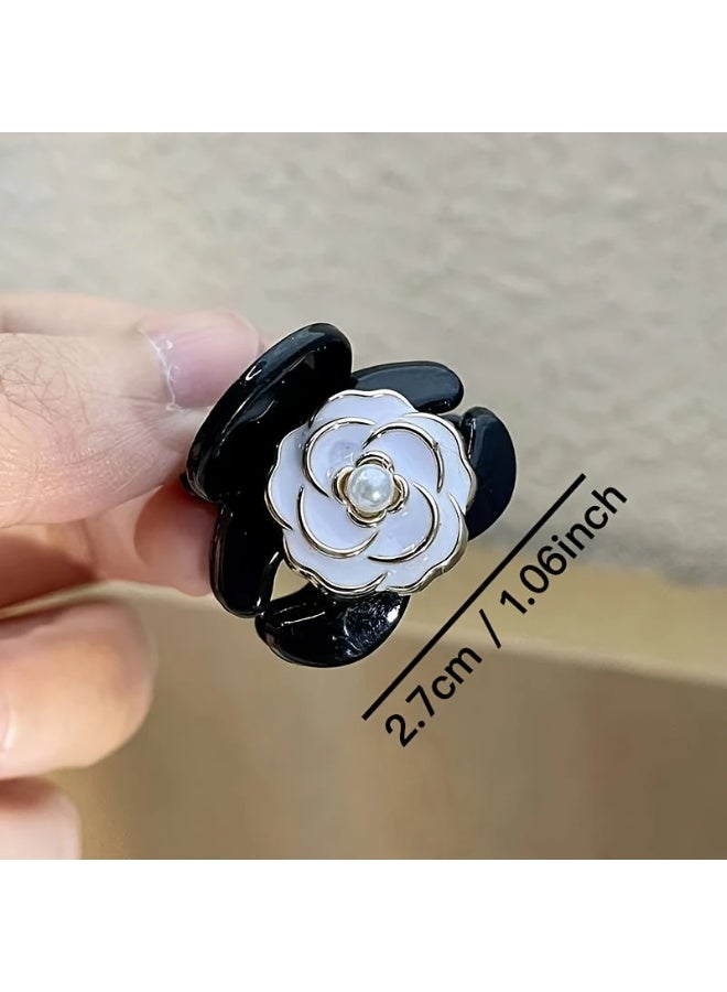 Goolsky مجموعة 2 قطعة من مشابك الشعر الزهرية اللطيفة، دبابيس شعر من زهرة الكاميليا البلاستيكية للنساء، مشابك شعر صغيرة أنيقة للغرة وإكسسوارات الشعر الجانبية - Image 5