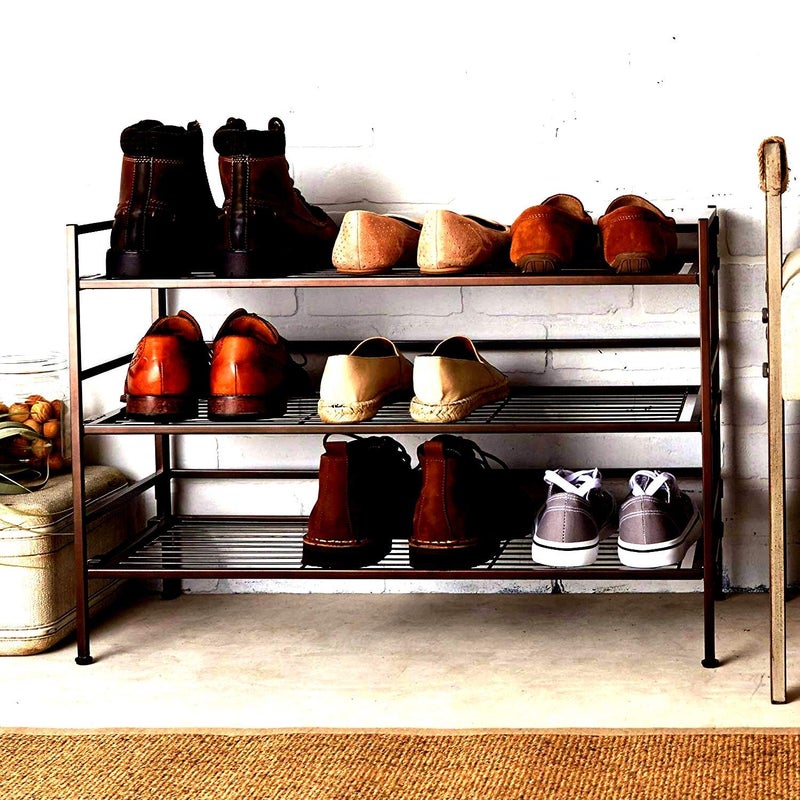 INDIAN DECOR 28148 Basics 9Pair Shoe Rack Metal Shoe Rack Shoe Storage Space Saving Shoe Rack Black - Image 2