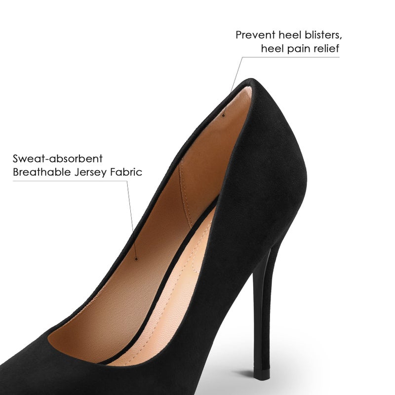 mysoft Women's High Heels Pumps Closed Pointed Toe Stiletto 4IN Heels Dress Wedding Shoes Black Suede - Image 5