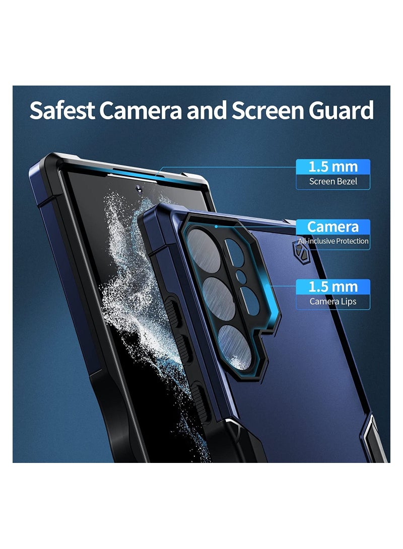 Armor Shield Case Plastic and Silicone Protective Shockproof Scratch Resistant Cover for Samsung Galaxy S23 Ultra (Blue) - Image 3
