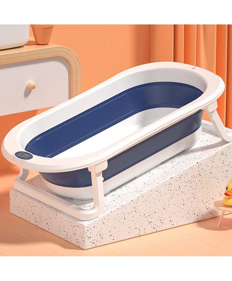 Fab N Funky Baby Foldable Bathtub, Built-in Thermometer, Spacious Tub, Sturdy Legs, 0 Month To 3 Years, 80 x 50 x 24 cm - Blue And White - Image 3