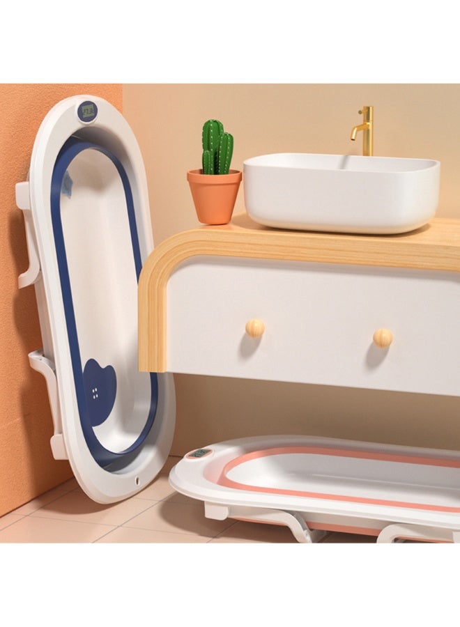 Fab N Funky Baby Foldable Bathtub, Built-in Thermometer, Spacious Tub, Sturdy Legs, 0 Month To 3 Years, 80 x 50 x 24 cm - Blue And White - Image 2