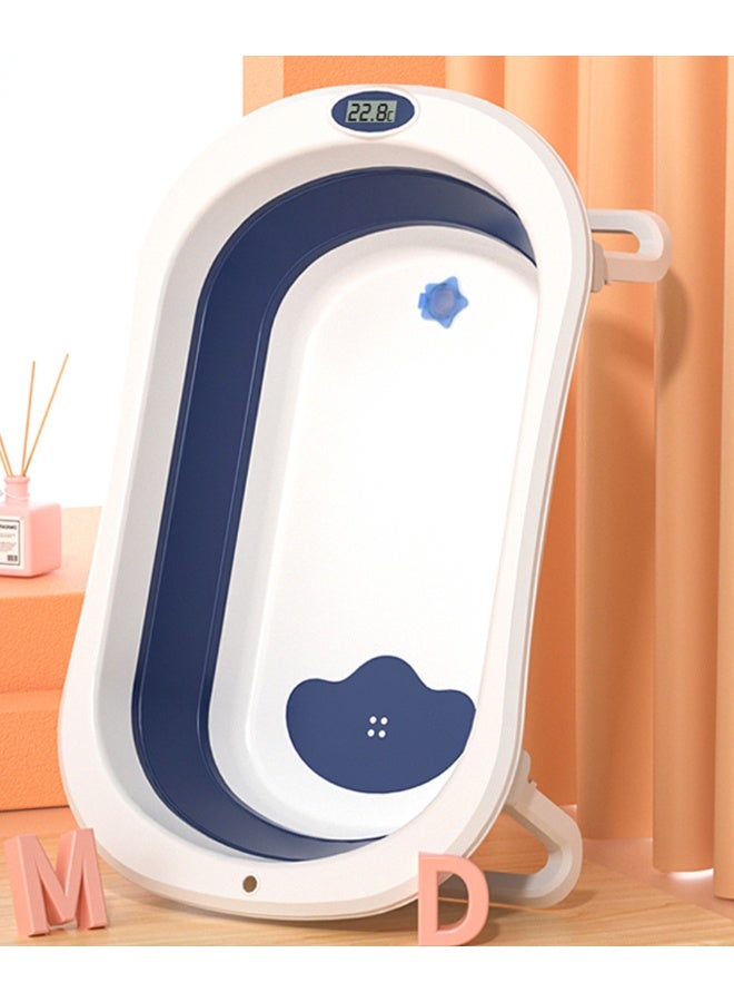 Fab N Funky Baby Foldable Bathtub, Built-in Thermometer, Spacious Tub, Sturdy Legs, 0 Month To 3 Years, 80 x 50 x 24 cm - Blue And White - Image 4