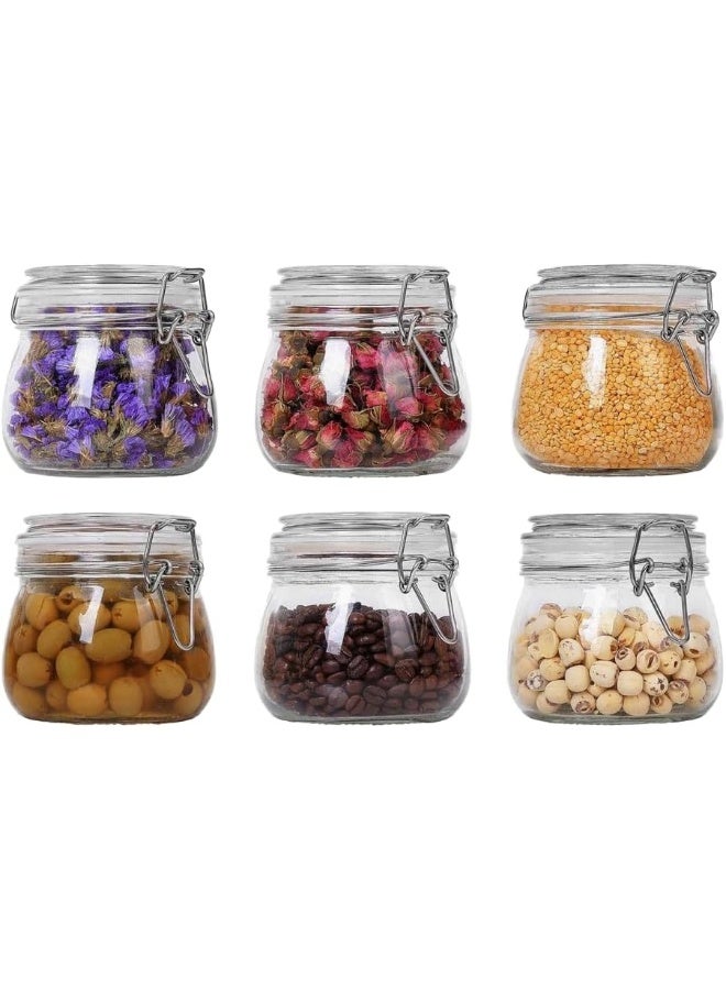 Clear Glass Airtight Clip Jar With Glass Lid 500Ml 11.1 X 11.1 X 10.5 Cm Set Of 6 Pieces  - Image 3