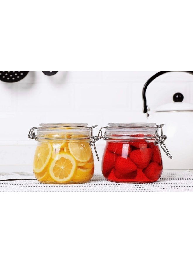 Clear Glass Airtight Clip Jar With Glass Lid 500Ml 11.1 X 11.1 X 10.5 Cm Set Of 6 Pieces  - Image 2