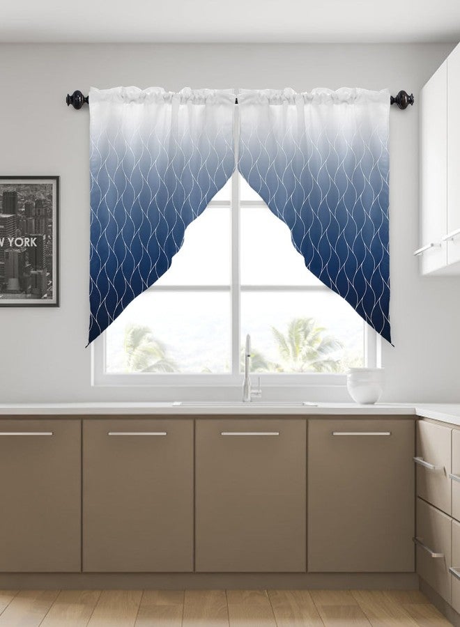 إيزون-سي أتش ستارة EZON-CH المزخرفة للمطبخ، بنقشة مغربية، لون أزرق داكن متدرج، مزودة بجيب للعمود، مناسبة لغرف النوم والحمامات والمنازل الريفية، مقاس 28 × 36 × 2 بوصة - Image 4