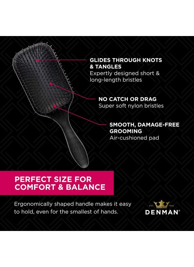 DENMAN - Tangle Tamer Ultra (Black) Detangling Paddle Brush For Curly Hair And Black Natural Hair Use With Both Wet & Dry Hair D90L - Image 1