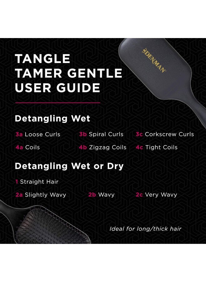 DENMAN - Tangle Tamer Ultra (Black) Detangling Paddle Brush For Curly Hair And Black Natural Hair Use With Both Wet & Dry Hair D90L - Image 1