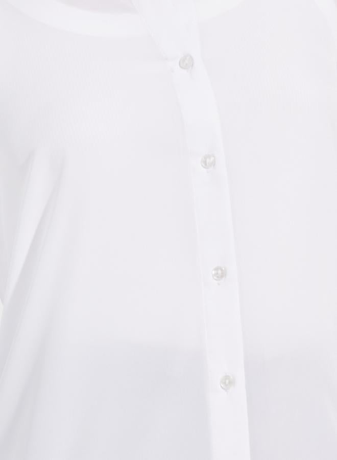 Styli Solid Woven Longline Shirt with Button Placket - Image 4