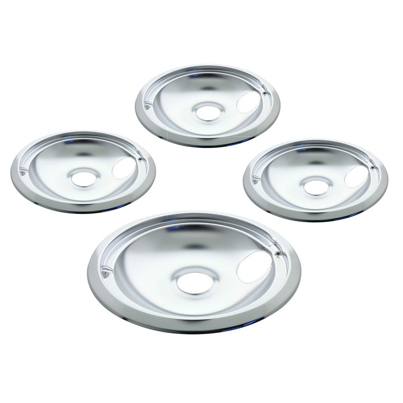 Kitchen Basics 101 Made in the USA 119204XZ Style B Chrome 4 Pack Drip Bowls 3 Small 6 and 1 Large 8 Replacement for GE WB31T10010 and WB31T10011