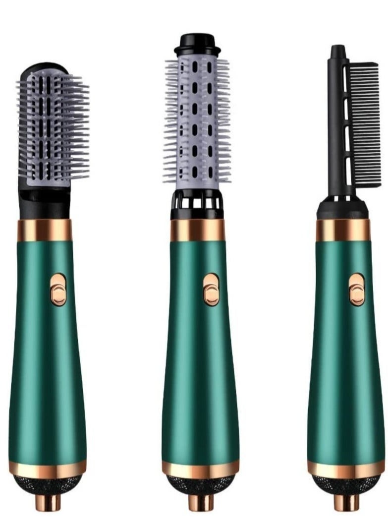 ELTRAZONE 3 in 1 Hair straightener brush for hair dryer brush electric Comb Curler Hairdryer Brush rotating Straightening brush (Green) - Image 1