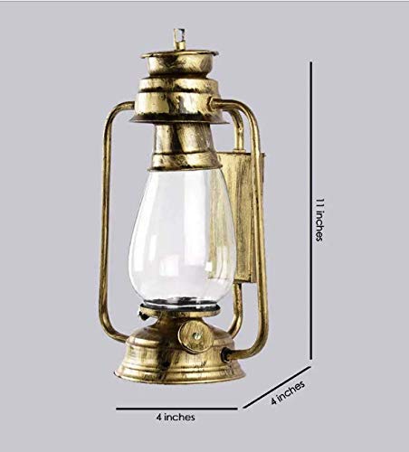 GreyWings Antique Brass Wall Light Lantern for Home Décor, Vintage Iron & Glass Sconce Lamp for Living Room, Bedroom, Indoor Wall Mount Light, (Bulb Not Included) Pack of 1 - Image 3