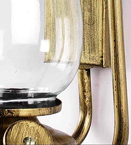 GreyWings Antique Brass Wall Light Lantern for Home Décor, Vintage Iron & Glass Sconce Lamp for Living Room, Bedroom, Indoor Wall Mount Light, (Bulb Not Included) Pack of 1 - Image 4