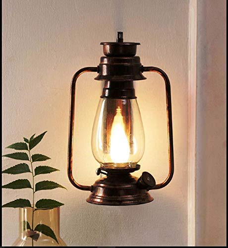 GreyWings Antique Brass Wall Light Lantern for Home Décor, Vintage Iron & Glass Sconce Lamp for Living Room, Bedroom, Indoor Wall Mount Light, (Bulb Not Included) Pack of 1 - Image 2