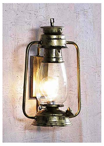 GreyWings Antique Brass Wall Light Lantern for Home Décor, Vintage Iron & Glass Sconce Lamp for Living Room, Bedroom, Indoor Wall Mount Light, (Bulb Not Included) Pack of 1 - Image 1