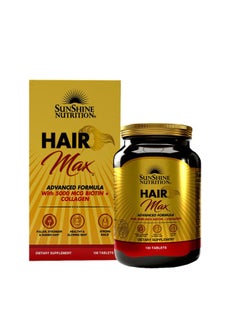 SUNSHINE NUTRITION Hair Max Advanced Formula Dietary Supplement Infused With 5000 Mcg Biotin And Collagen For Hair Skin And Nails 100 Tablets  - Image 1