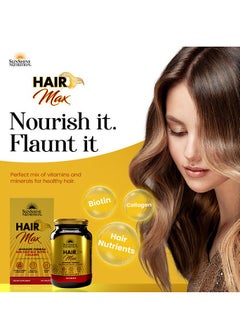 SUNSHINE NUTRITION Hair Max Advanced Formula Dietary Supplement Infused With 5000 Mcg Biotin And Collagen For Hair Skin And Nails 100 Tablets  - Image 2