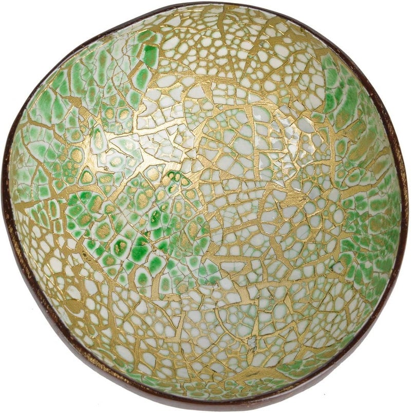 ChezMax Natural Coconut & Mother of Pearl Inlaid Shell Key & Storage Bowl for Entryway Table, Nuts, Fruits & Dry Snack Storage, Round Handcrafted Decoration Bowl - Image 1