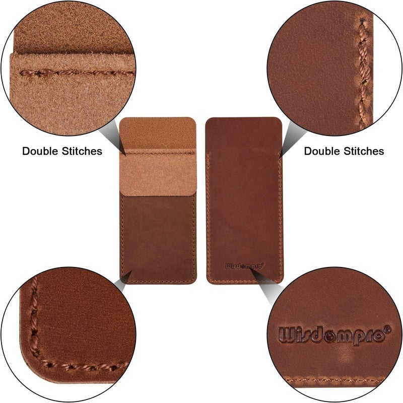 Wisdompro Genuine Leather Heavy Duty Pocket Protector Pen Holder Pouch for Shirts, Lab Coats, Pants - Multi-Purpose; Holds Pens, Pointers, Pencils, and Notes - Vintage Brown - Image 3