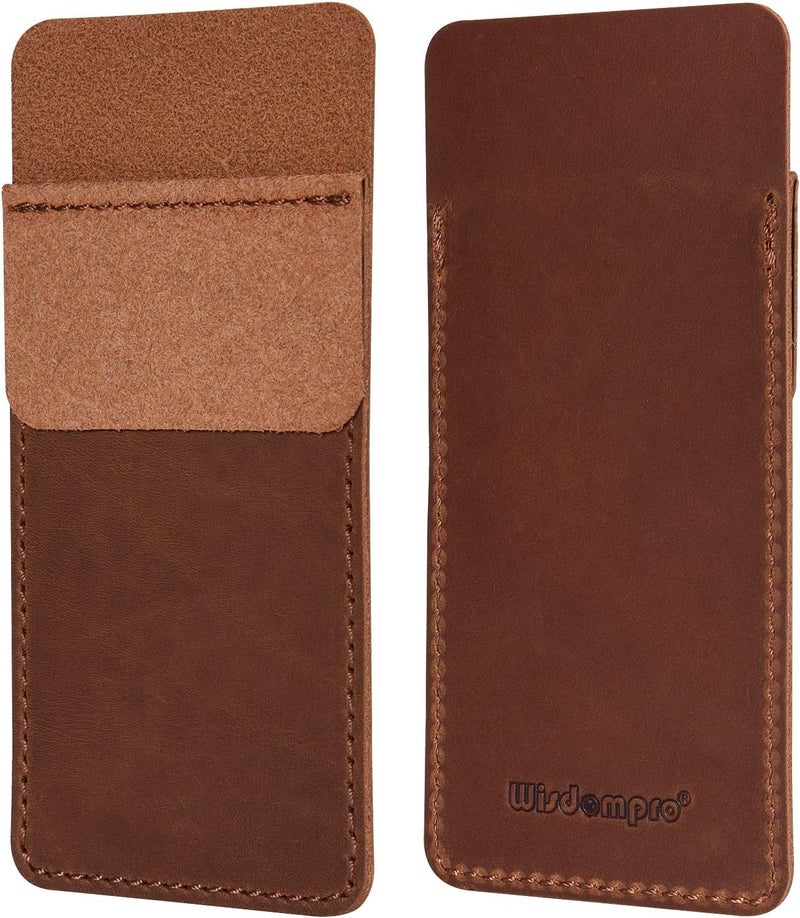 Wisdompro Genuine Leather Heavy Duty Pocket Protector Pen Holder Pouch for Shirts, Lab Coats, Pants - Multi-Purpose; Holds Pens, Pointers, Pencils, and Notes - Vintage Brown - Image 2