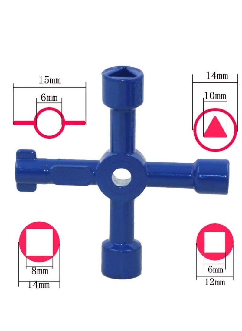 Universal Square Wrench Tool Key Wrench Cross Switch for Elevator Cabinet Gas Meter And More Blue 4 Way Utility Keys